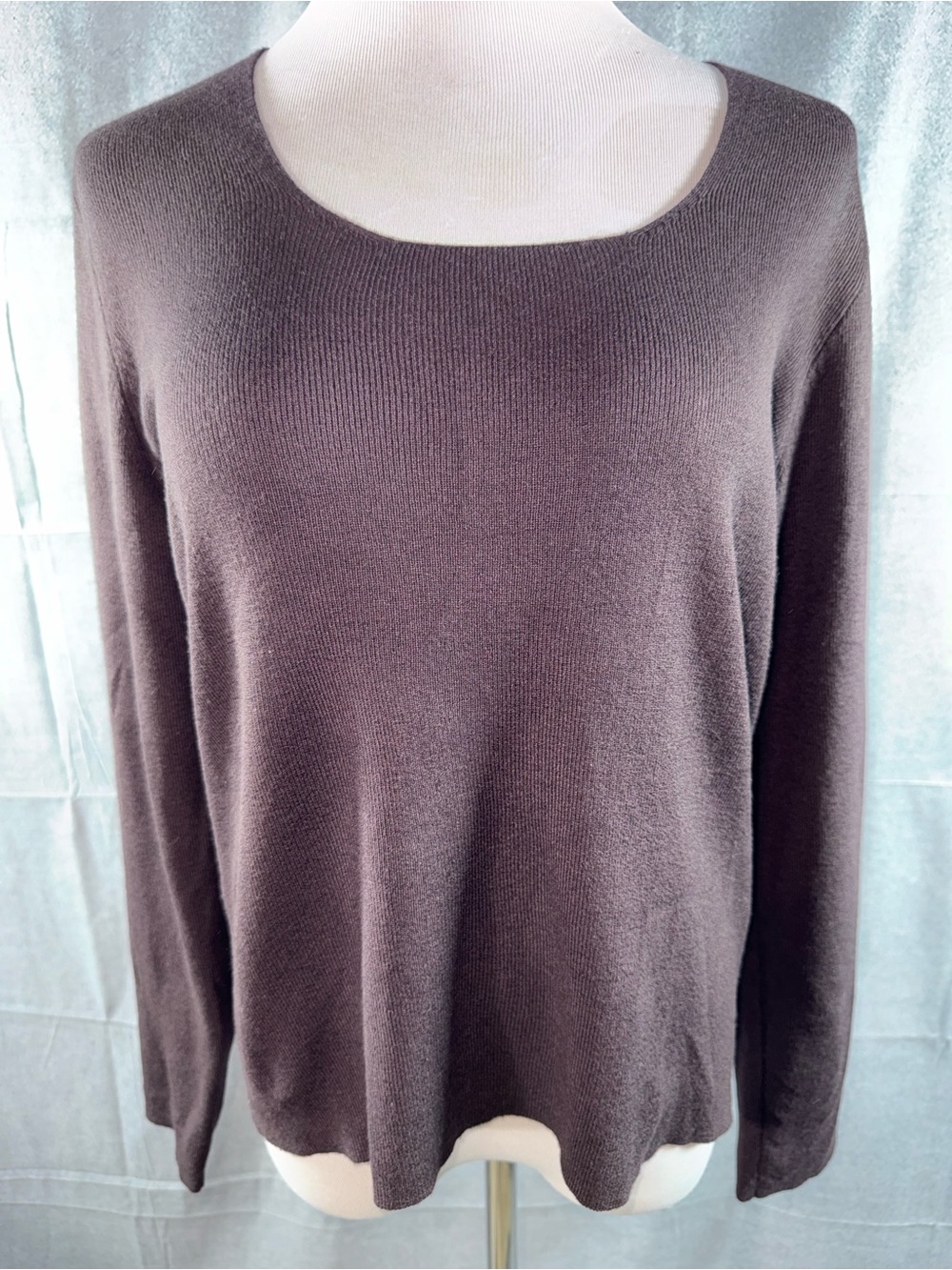 3156-New York & Company Scoop Neck Sweater - Chocolate Brown